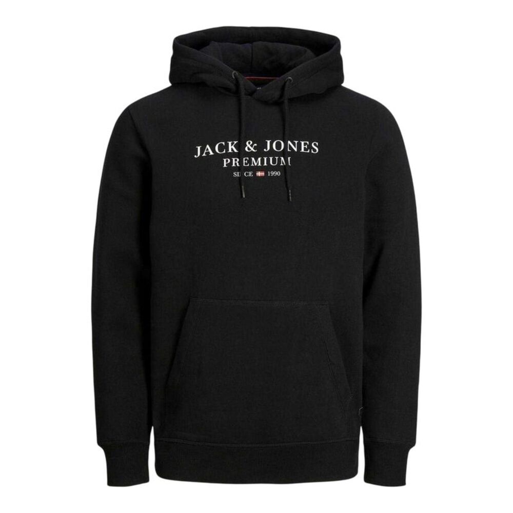 Jack And Jones Mens Bluarchie Logo Long-Sleeved Hoodie / Black